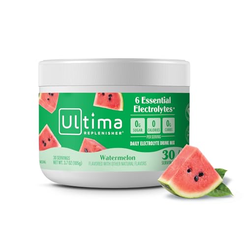 Ultima Replenisher Daily Electrolyte Powder Drink Mix – Sugar Free – Watermelon, 30 Servings – Hydration Powder with 6 Key...