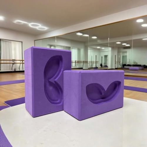 2 Pcs Large Yoga Blocks Rabbit ear groove shape- Supportive Latex-Free Eva Foam - Soft Non-Slip Surface with Beveled Edges...