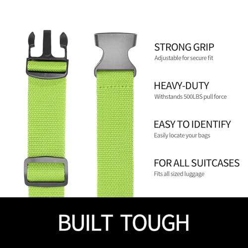 Extra-Long Heavy Duty Luggage Bands | Multi-Pack Suitcase Straps with Sturdy Metal Hooks | Secure Loose Luggage, Organize ...