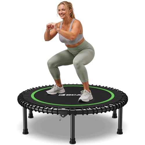 BCAN 450LBS/550LBS Foldable Mini Trampoline, 40"/48" Adult Fitness Trampoline with Durable Bungees, Stable & Quiet Exercis...