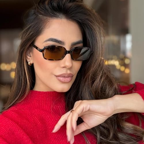 MEETSUN Retro Rectangular Sunglasses for Women Trendy Vintage 90s Small Square Sun Glasses UV Protection