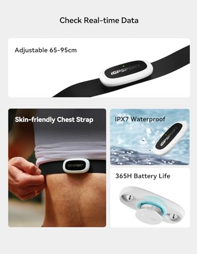 iGPSPORT HR50 Cycling Sensor Chest Strap, IPX7 Waterproof Bluetooth ANT+ for Cycling Running Jogging Yoga Fitness