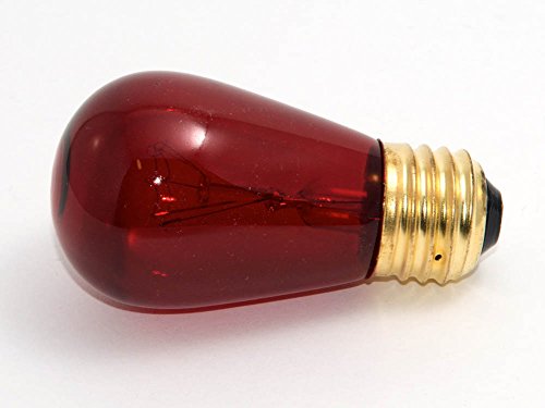 Bulbrite S14 Transparent Red Indicator Bulb, 11W 130V, E26 Base, Glass