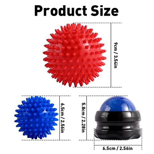 2PCS Spiky Hard Massage Balls with Manual Massage Ball, Roller Back Massager Great for Relax, Deep Tissue Massage Tool to ...