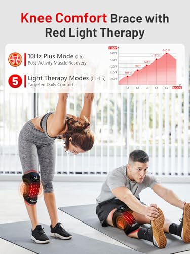 ROMISA Red Light Therapy Knee Brace with Heat & Massage, Cordless Rechargeable Controller, 20Min Auto Timer, 660nm & 850nm...