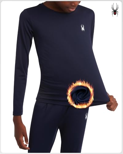 Spyder Kids Thermal Underwear Set - 2 Piece Moisture Wicking Insulated Girls Boys Thermal Set Base Layer Long Johns for Kids