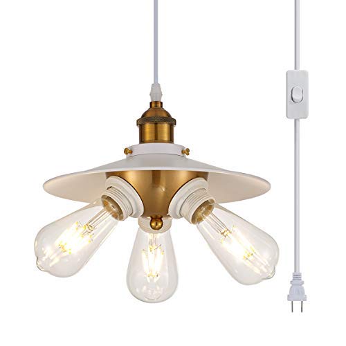 YLONG-ZS Hanging Pendant Light with 16.4 FT Cord and On/Off Switch, White, Model 791809449601
