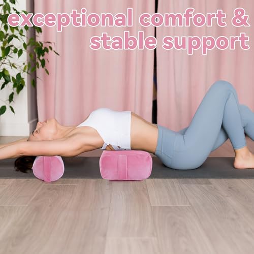 ROYALAY 2 Pcs Yoga Bolster Pillow for Restorative Yoga, Rectangular and Cylinder Meditation Pillow Set with Carrying Handl...