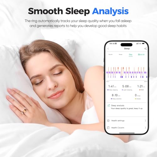 BIEMHA Smart Ring with Sleep Monitoring, 10-Day Battery Life, Stress/Heart Rate/Women's Health Tracker,No APP Subscriptio...