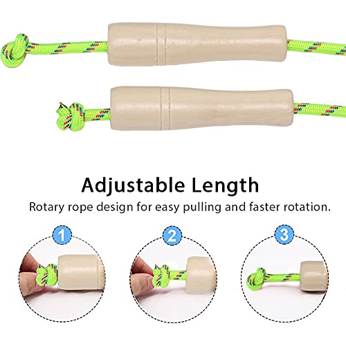 16 FT Long Jump Rope for Kids, Adjustable Double Dutch Skipping Rope with Wooden Handle, Multiplayer Team Jumping Rope for...