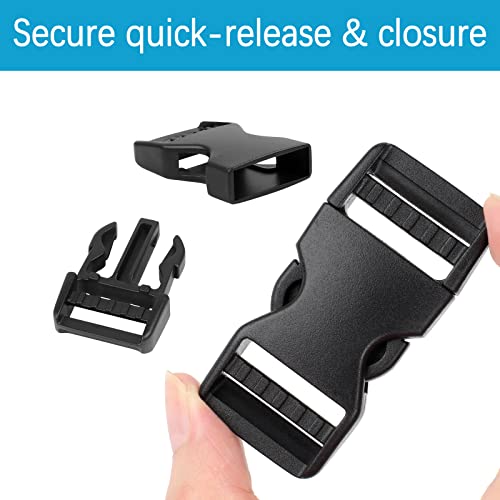 Phinus Buckle Straps 1 Inch, Webbing Straps Polypropylene 11 Yards, 6 PCS Adjustable Side Release Plastic Buckles, 12 PCS ...