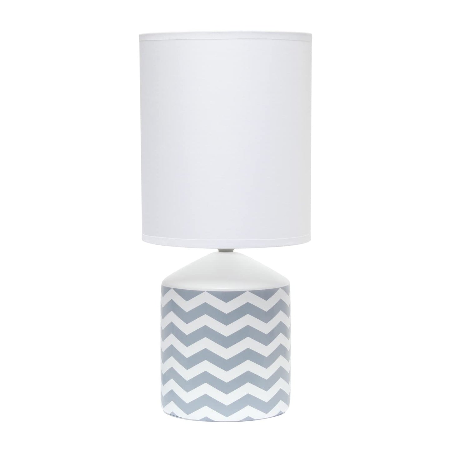 Simple Designs Table Lamp LT2077-WAV, Chevron Pattern, Gray, 8.5inL x 8.5inW x 18.5inH, Ceramic Material