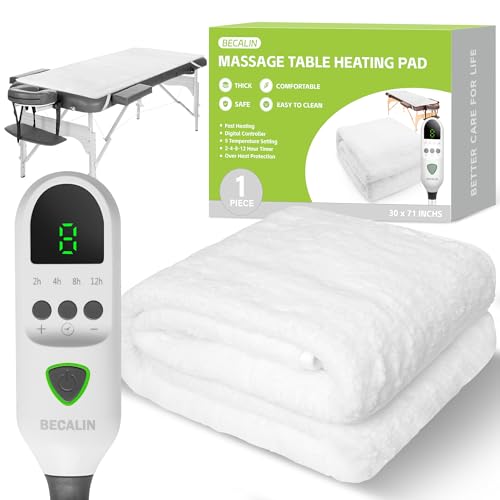Massage Table Warmer Heating Pad Professional SPA Massage Bed Warmer with Timer, 9 Heat Settings, Overheat Protection for ...