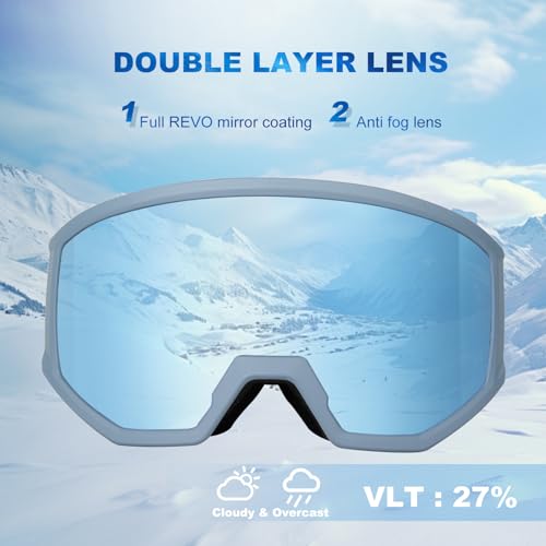 EXP VISION Ski/Snowboard Goggles, Anti-Fog Snow Goggles for Men & Women - Perfect for Skiing, Snowboarding & Winter Sports
