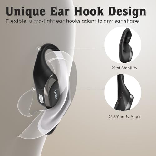 Open Ear Headphones,Over Ear Earbuds with Ergonomic Earhook,Bluetooth Headphones 5.4 with Smart Digital Display,40H Playti...