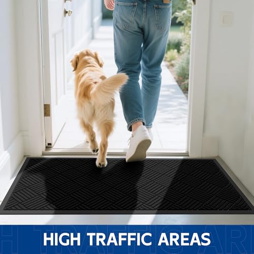 Naturei Durable Indoor Outdoor Door Mat, 4' x 6' Heavy Duty Front Door Mat for Entryway, Non-Slip Backing, Stain and Fade ...