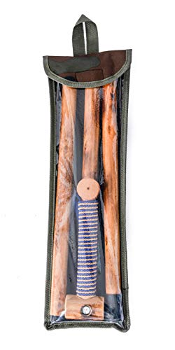 FOREST PILOT 3pc Detachable Hardwood Walking Stick for Hiking with Compass 48 Inches - Soft Hand Strap - Rubber Tip Cover