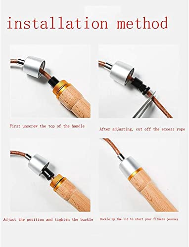 Adjustable Leather Skipping Rope, Pure Wooden Handle and Swivel Bearing Design, Suitable for Fitness Venues and Home Fitne...