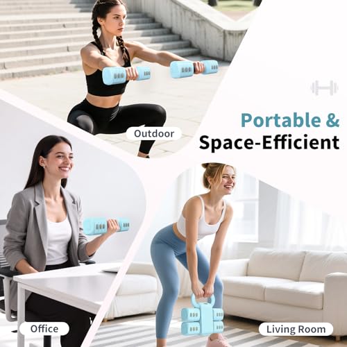 Hezeyferg 2-in-1 Adjustable Dumbbells Set, 4 Levels Weight Dumbbells Set for Women Men, Each 2.2/3.3/4.4/5.5lb Hand Weight...
