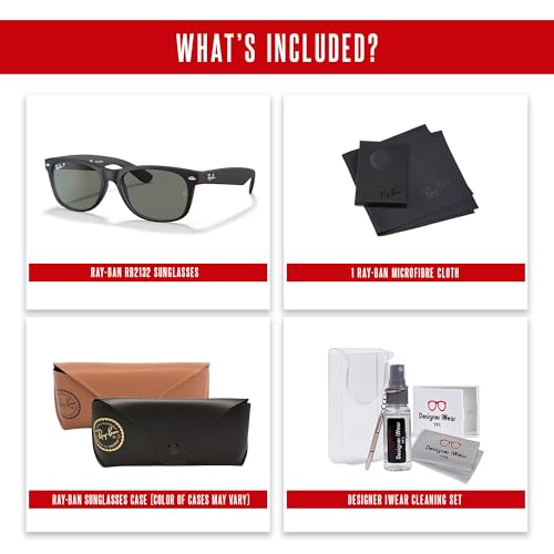 Ray-Ban RB2132 POLARIZED NEW WAYFARER Square Sunglasses For Men For Women +BUNDLE with ACCESSORY EYEWEAR KIT