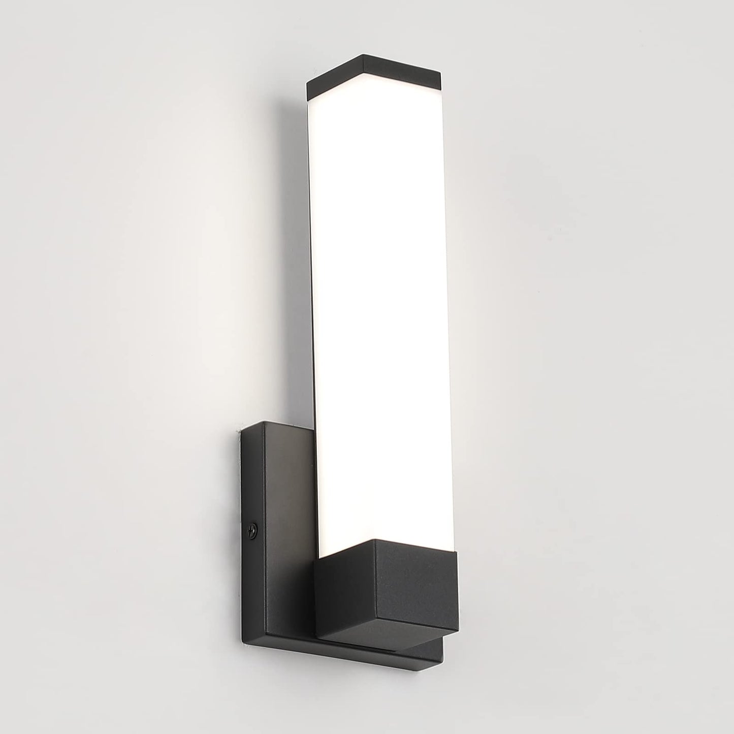 7Degobii Dimmable Wall Lights for Bedroom Modern Black Indoor LED Hallway Sconces Corner Light 12 Inch Height 12W 4000K Bedside