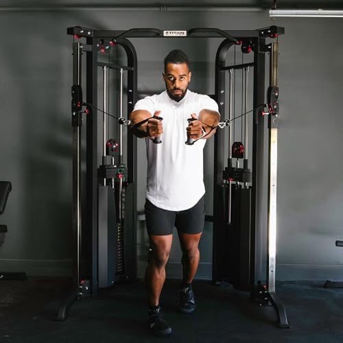 Titan Fitness Functional Trainer, Cable Crossover Machine with 200 LB Double Weight Stack, 2:1 Cable Pull Station, Home Gy...