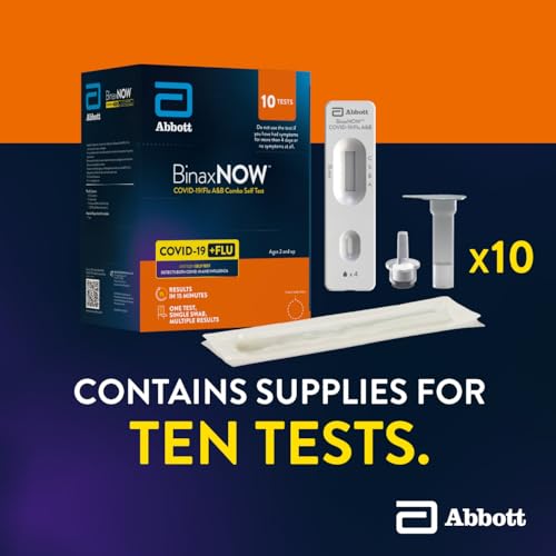 BinaxNOW™ COVID-19/Flu A&B Combo Self Test, Reliable COVID/Flu Home Test With 15 Minute Results, 10 Tests