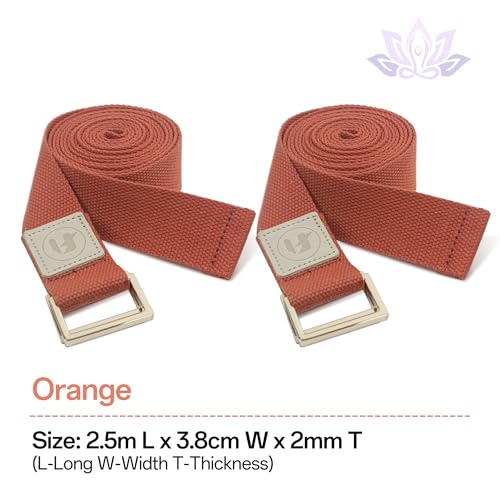 Yoga Straps 1.8M or 2.5M, Durable Cotton Yoga Straps for Stretching, Adjustable Yoga Belt Strap for Yoga, Dance, Gym Workouts