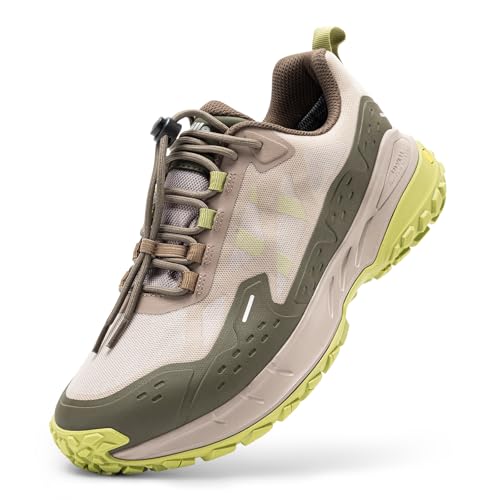 FitVille Men Waterproof Hiking Shoes Extra Wide Walking Shoes Slip-Resistant Trekking Trainers All-Terrain Quick Lace Snea...