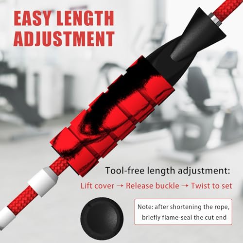 Jump Rope for Women & Men Adjustable Length Cotton Skipping Rope for Adults & Kids Workout Equipment for Weight Loss, Card...