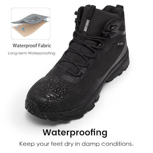 SHULOOK Men's Waterproof Hiking Boots Outdoor Lightweight Breathable Trekking Camping Mountaineering Shoes