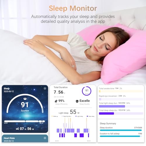 Fit Ring for Women Men, Ring Health Tracker with Heart Rate,Blood Oxygen,Heart Rate Variability, Stress, Sleep Monitor, St...