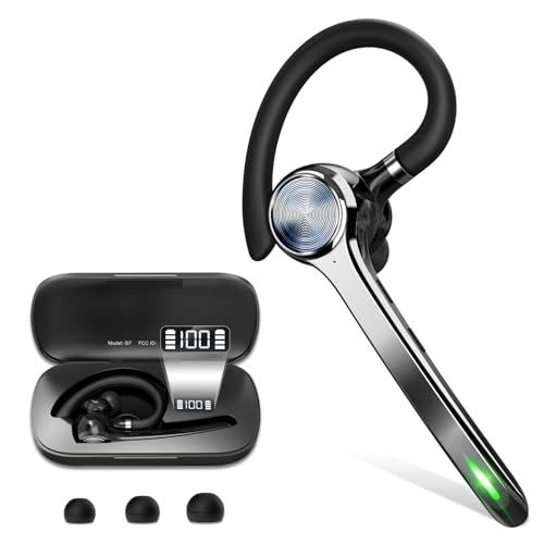 HEIBAS Bluetooth Headset, Wireless Bluetooth Earpiece with 500mAh Charging Case 72 Hours Talking Time Built-in Microphone ...