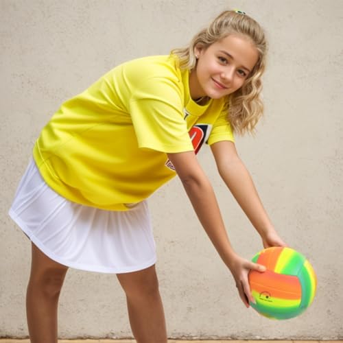 JSNING Rainbow Volleyball,Volley lite for Outdoor Indoor Beach Game,Soft Touch,Official Size 5,Cute Cool Design