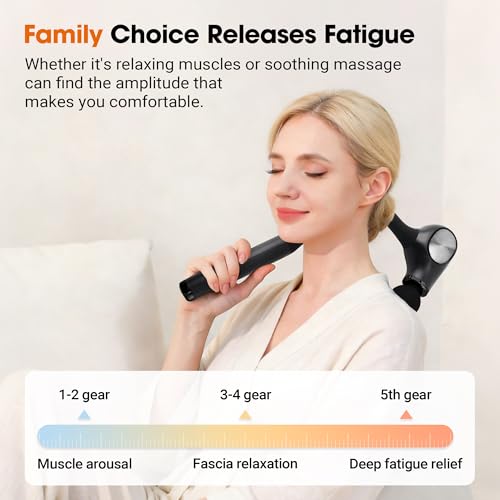 UFFAE Brushless Motor Massage Gun with Upgraded Extension Handle, Back Massager for Pain Relief Deep Tissue with 4 Massage...
