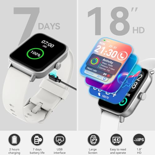 aeac Smart Watch for Men/Women Android & iPhone, Alexa Built-in, 1.8" Touch Screen Fitness Tracker with Answer/Make Calls,...