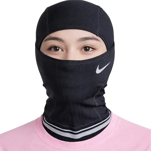 Nike Knit Hyperwarm Hood Unisex – Stylish Striped Knit Thermal Balaclava Face & Neck Warmer for Winter Runs, Rides & Commutes