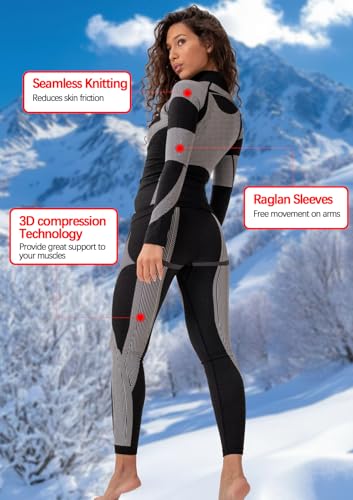 Inno Functional Wear Seamless Thermal Underwear for Women Pj Set Workout Ski Warm Base Layer Cold Weather Yoga Top Bottom