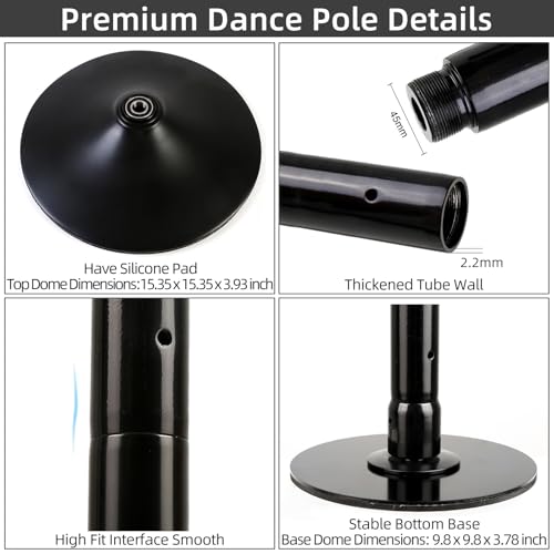 PRIOR FITNESS Premium Dance Pole Removable 45mm Spinning & Static Dancing Pole Heavy-Duty Steel Pole Dancing Pole, Adjusta...