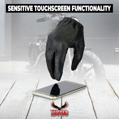 Hugger Glove Company Men's Air Pro Sport Motorcycle, Driving, Police Patrol Summer Glove Water Resistant Leather