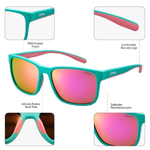 Jefoo Polarized Fishing Sunglasses for Men Women Kayaking Surfing Driving Lightweight Sports Sun Glasses UV Protection