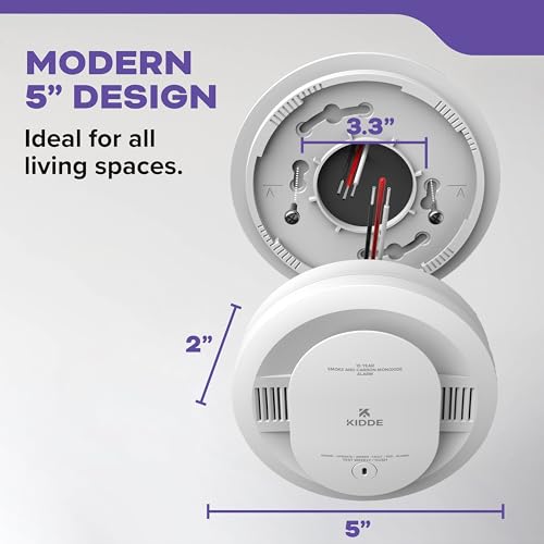 Kidde Hardwired Smoke & Carbon Monoxide Detector for Home, Voice Alerts, 10-Year Battery Backup, 3-Pack