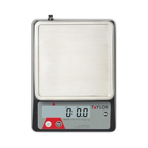 Taylor TE10FT 11-Pound Commercial Digital Portion Control Scale, 11 lb (5 kg) in 0.1 oz (1 g) Food and Cooking Scale, Tare...