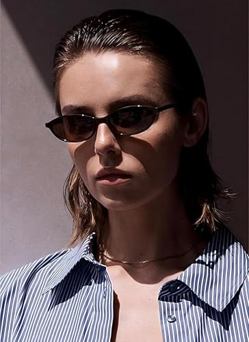 YMRFW Retro Oval Cat Eye Sunglasses for Women Y2k Designer Trendy Narrow Shades UV protection Sun Glasses