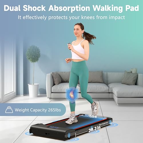 Hartwares Walking Pad Under Desk Treadmill with Incline 4 Level-9%, 2.5HP Quiet Treadmills for Home Office Small, Portable...