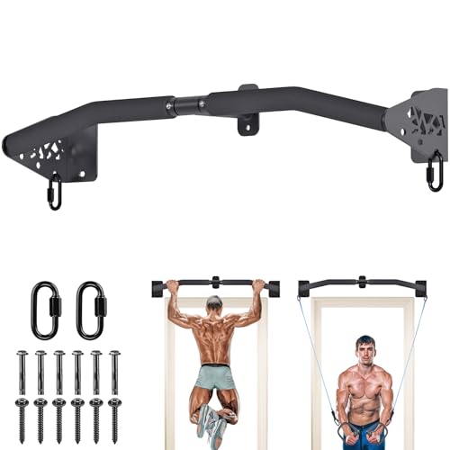 SELEWARE Heavy Duty Wall Mount Pull Up Bar, 450LB Capacity Joist Mount Chin Up Bar for Doorway, Sturdy Steel Construction,...