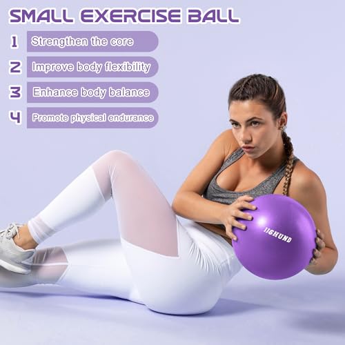 jjshund Pilates Ball, 9 Inch Small Exercise Mini Soft Workout Yoga Ball with Exercise Guide, for Home Gym Yoga, Pilates, C...