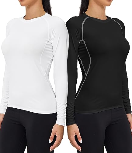 TELALEO 4 Pack Women's Thermal Shirts Fleece Lined Athletic Tops Long Sleeve Compression Workout Baselayer for Cold Weather