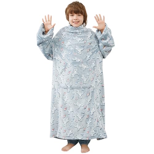 Viviland Wearable Fleece Blanket with Sleeves & Foot Pocket for Kids Lightweight Soft Blanket for Boys and Girls, 47" x 4...
