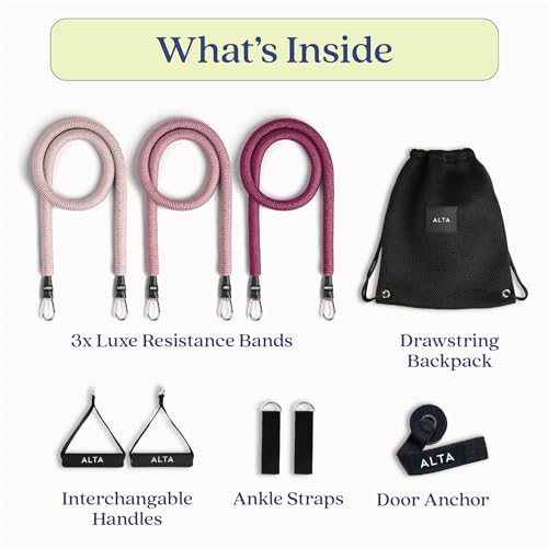 ALTA Resistance Tube Bands for Women - Full Kit Resistance Bands for Working Out with Handles, Ankle Straps, Door Anchor –...